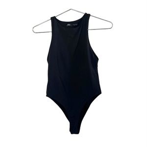Zara Black Sleeveless Bodysuit Size Small